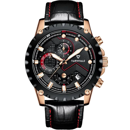 Mark Fairwhale FW-5390 Men's Chronograph - Leather strap Watch Luminous