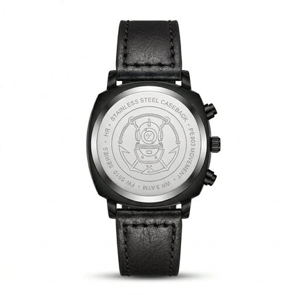 Mark Fairwhale FW-5510 AEROCOMMANDER Leather Military Watch with Blue Dial