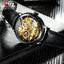 TEVISE Namura Skeleton Automatic Black/Gold Red Arm Watch