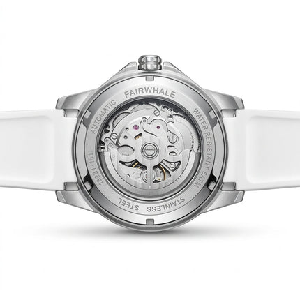 Mark Fairwhale FW-6008 POLARION - Men’s Skeleton Automatic Watch White Strap Edition