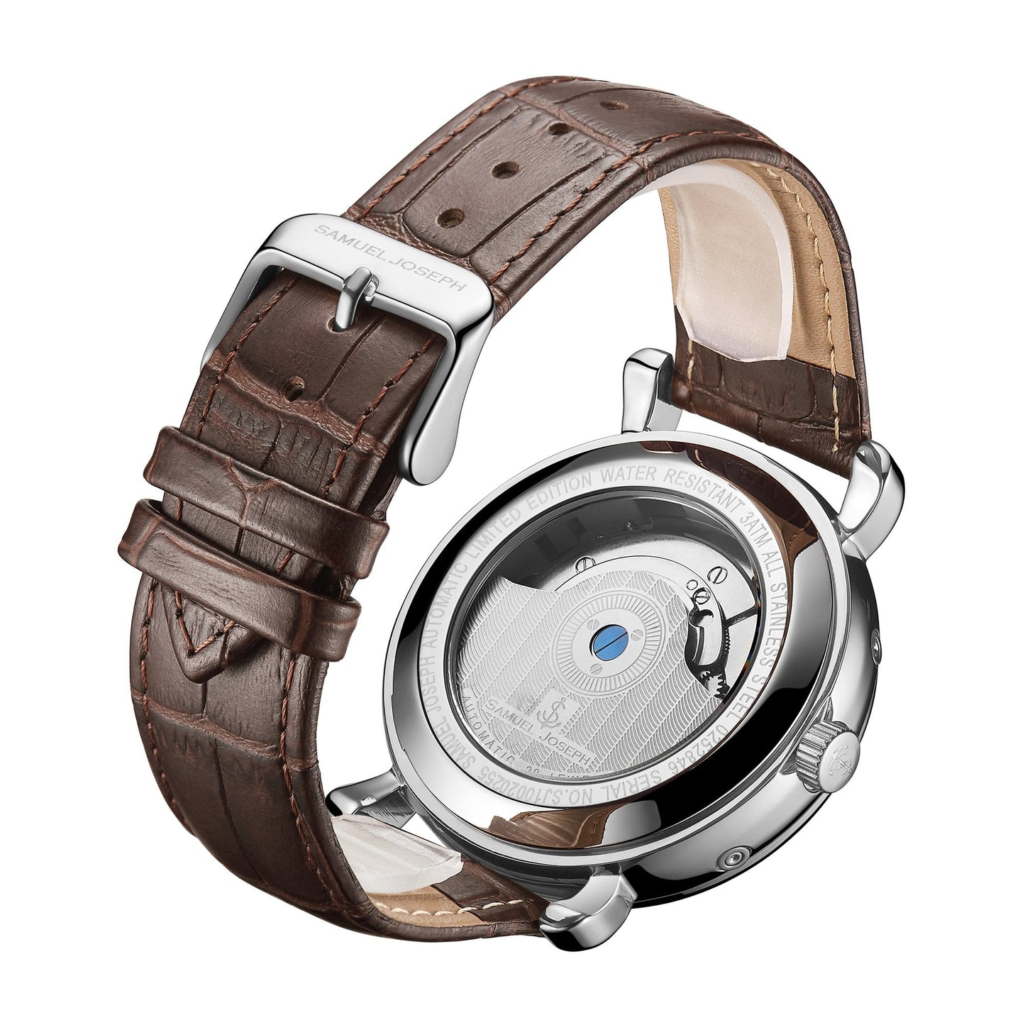 SAMUEL JOSEPH London Limited Edition Mocha & Silver Automatic Skeleton Men's Watch