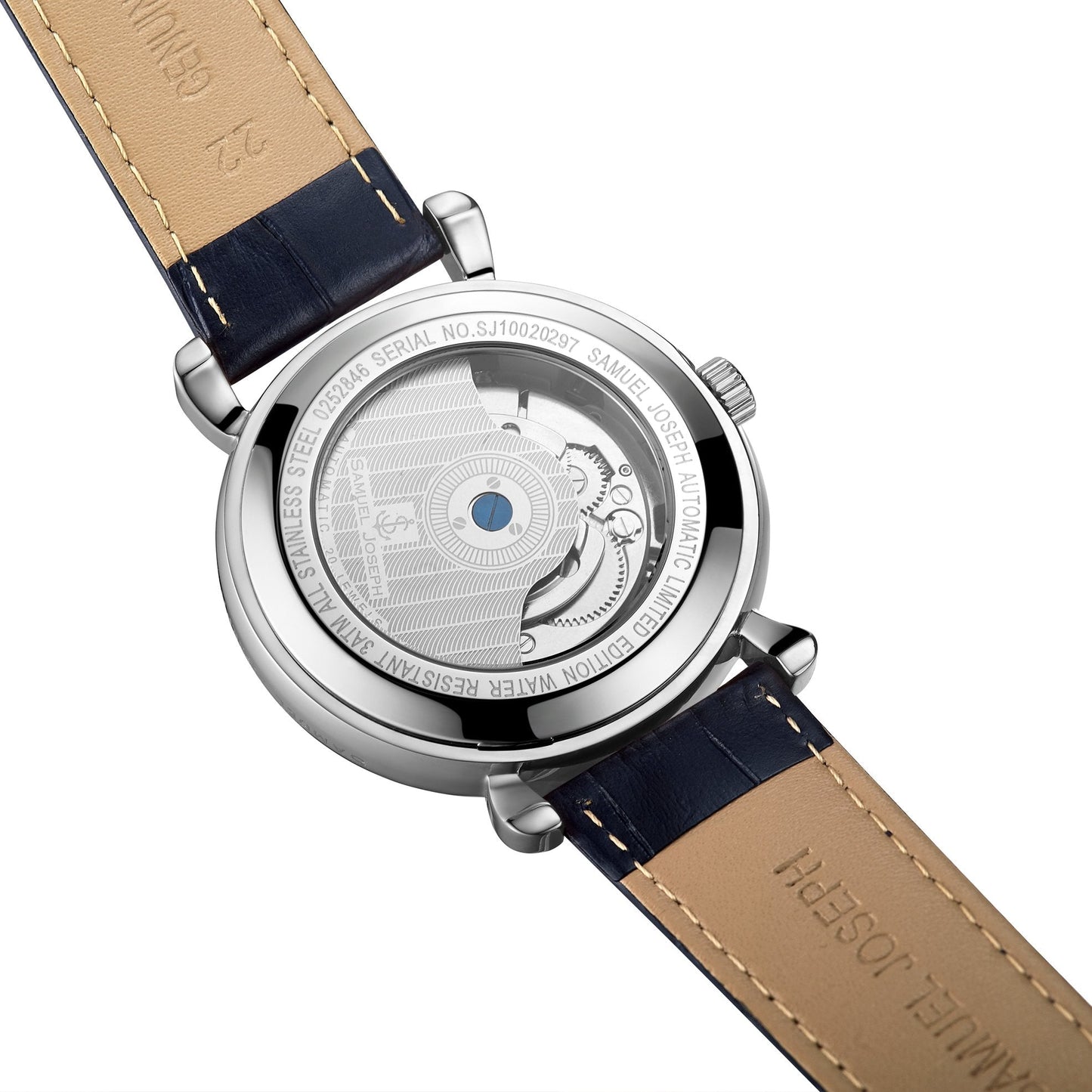 SAMUEL JOSEPH London Limited Edition Blue & Silver Automatic Skeleton Men's Watch