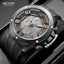 MEGIR Men's Submarine II Chronograph Date 47mm Silicone Strap Watch Black/Orange