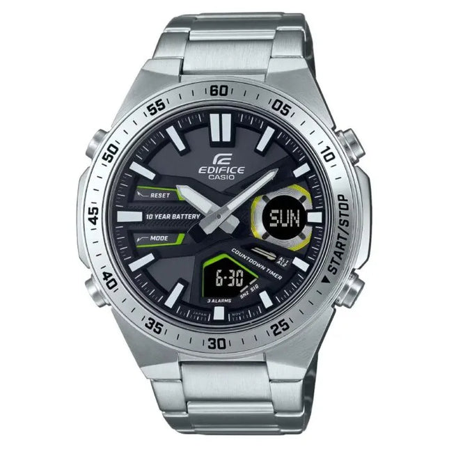 Casio Edifice Standard Analog-Digital EFV-C110D-1A3VDF Black Dial Stainless Steel Men's Watch