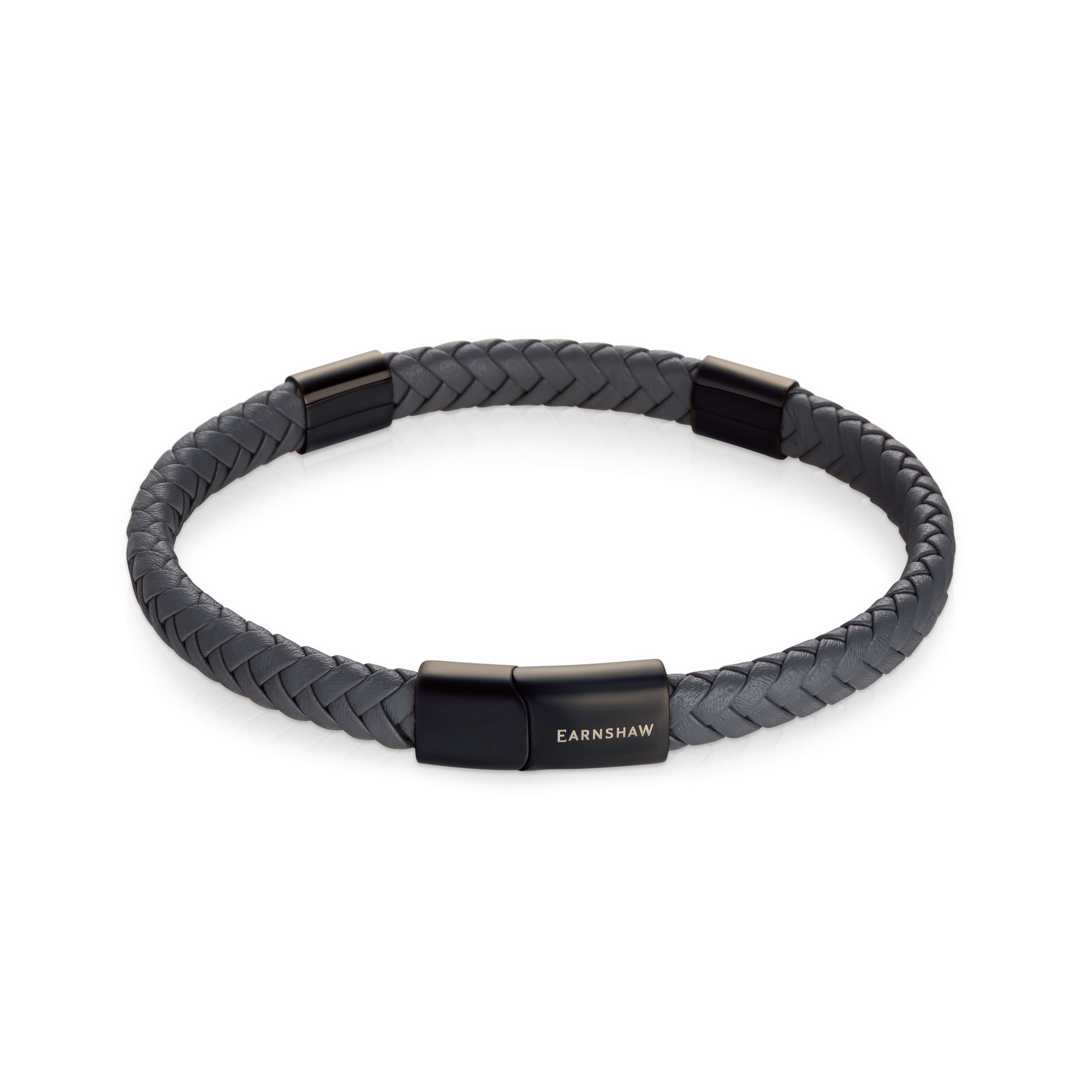 THOMAS EARNSHAW BEAUFORT LEATHER BRACELET ASHEN NOIR ES-001-B2