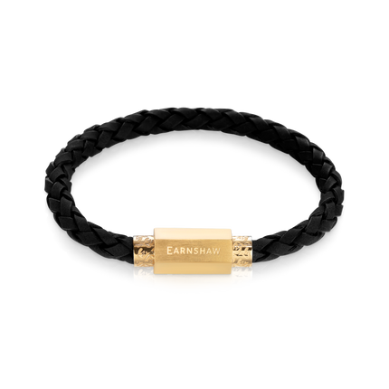 THOMAS EARNSHAW LONGCASE LEATHER BRACELET GILDED OBSIDIAN ES-002-B1