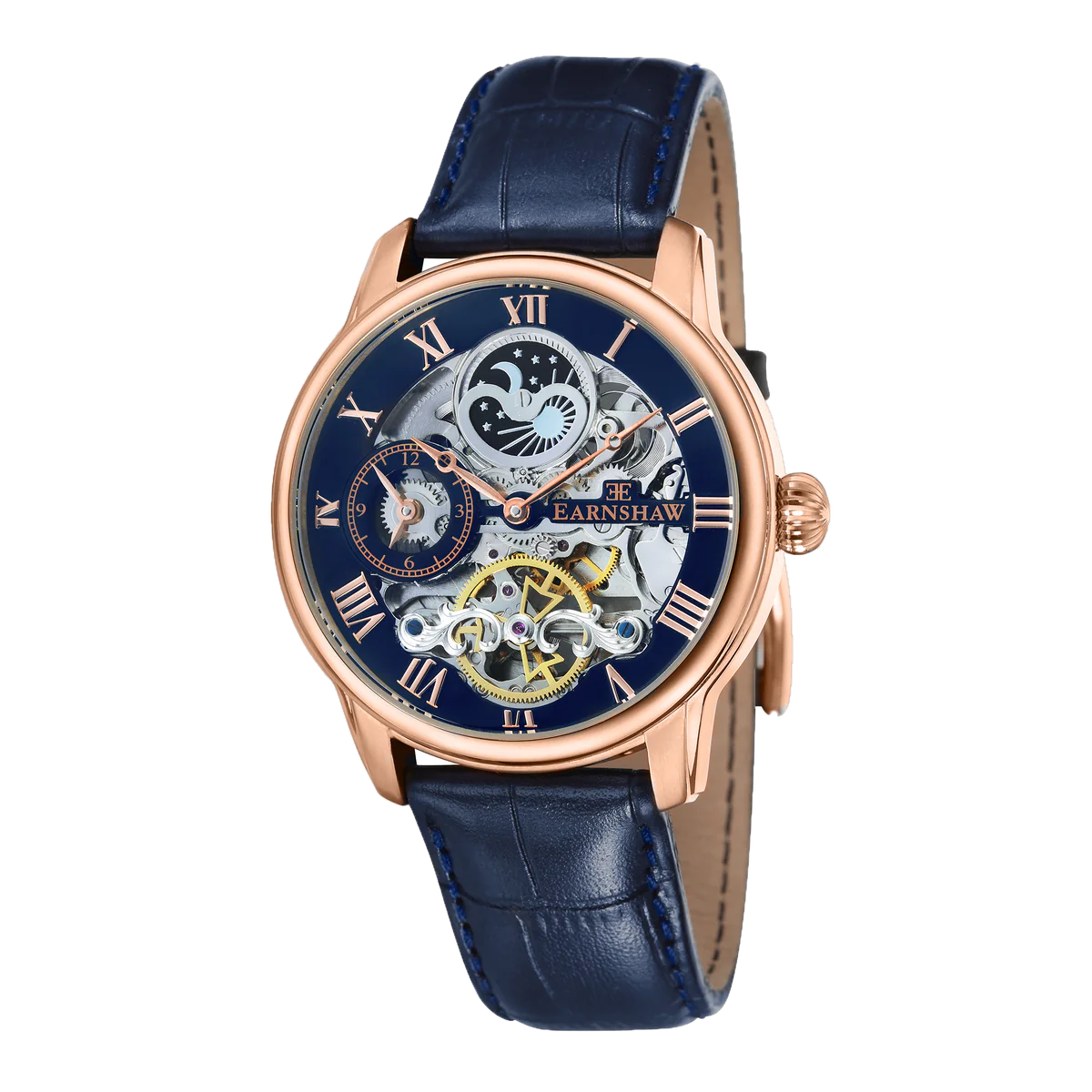 THOMAS EARNSHAW LONGITUDE DUAL TIME AUTOMATIC BLUE ROSE GOLD ES-8006-0A