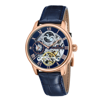 THOMAS EARNSHAW LONGITUDE DUAL TIME AUTOMATIC BLUE ROSE GOLD ES-8006-0A