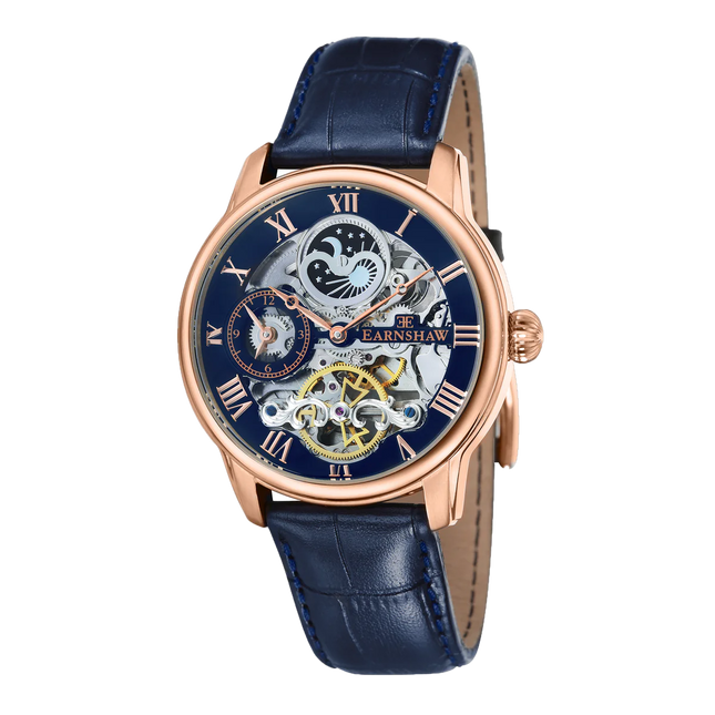 THOMAS EARNSHAW LONGITUDE DUAL TIME AUTOMATIC BLUE ROSE GOLD ES-8006-0A