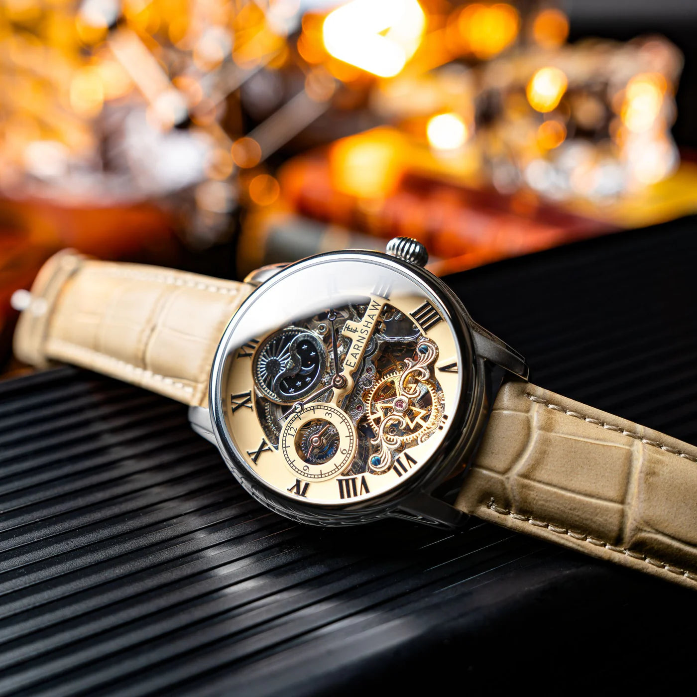 THOMAS EARNSHAW Longitude Automatic Skeleton Chicory Brown