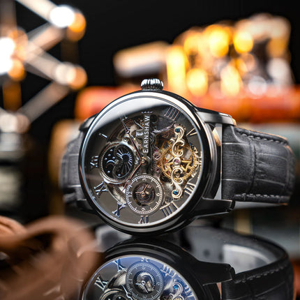 THOMAS EARNSHAW Longitude Automatic Skeleton Black Steel