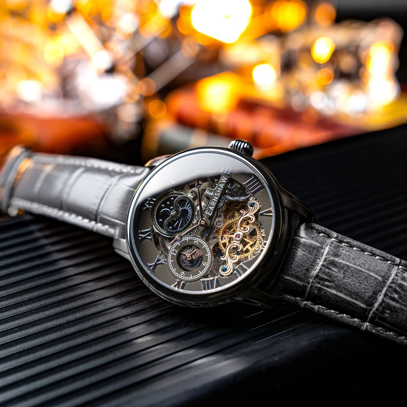 THOMAS EARNSHAW Longitude Automatic Skeleton Black Steel