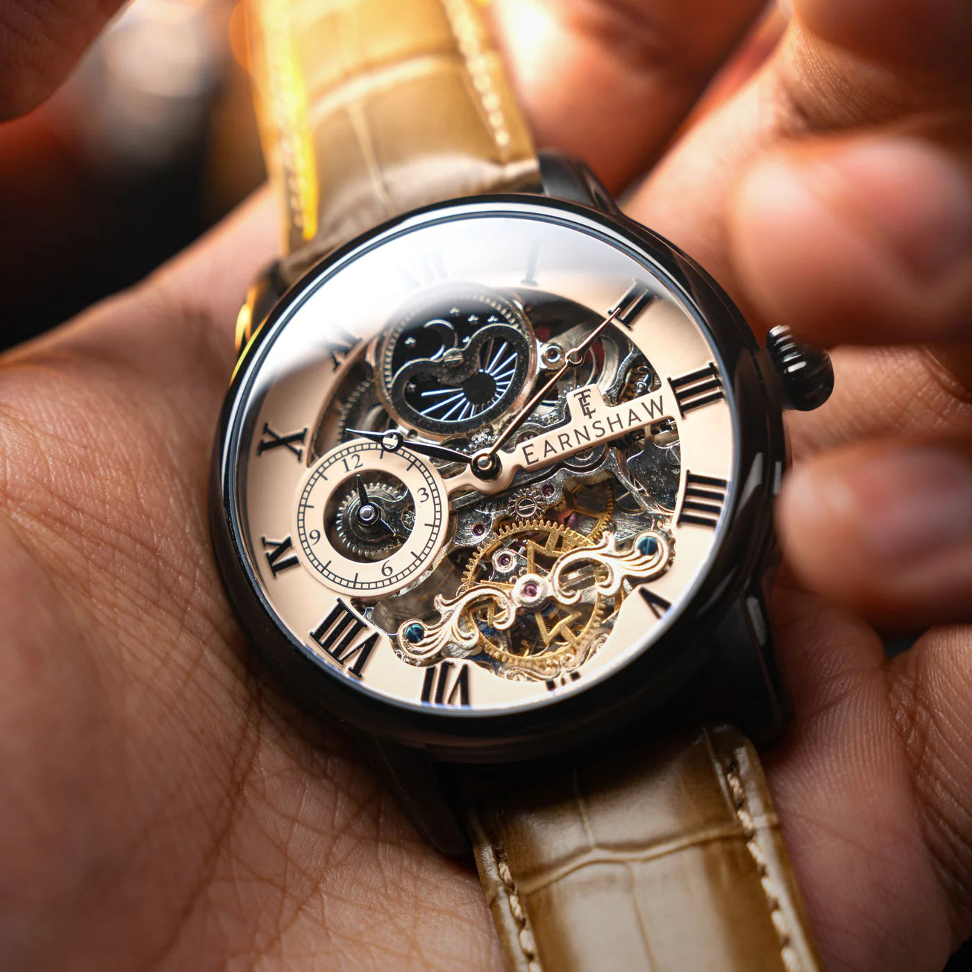 THOMAS EARNSHAW Longitude Automatic Skeleton Beige Black