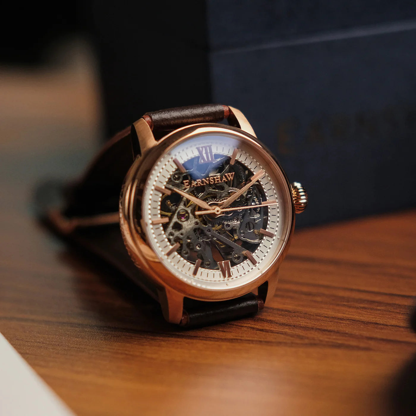 THOMAS EARNSHAW CORNWALL SKELETON AUTOMATIC Roman Rose Gold