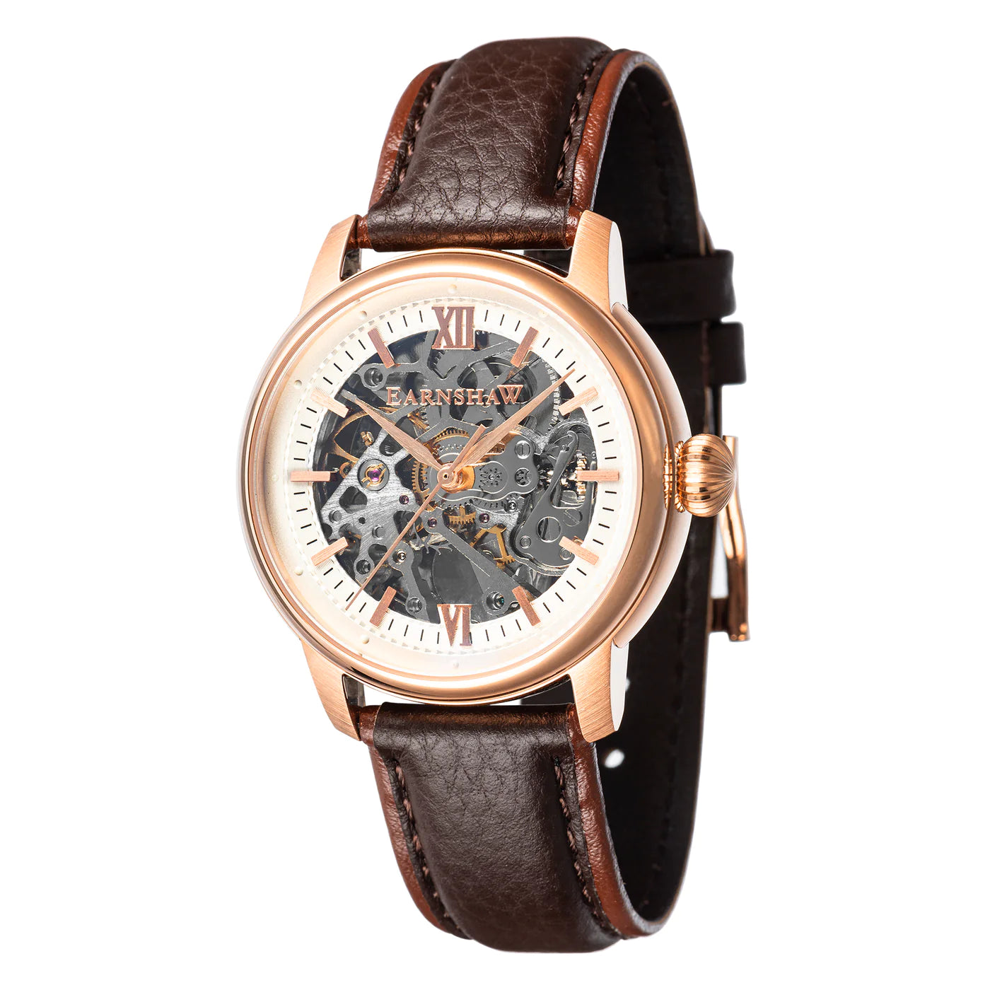 THOMAS EARNSHAW CORNWALL SKELETON AUTOMATIC Roman Rose Gold