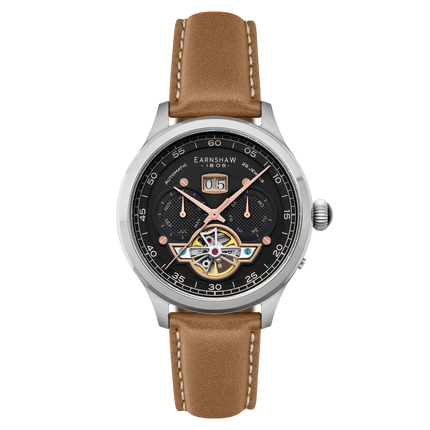 THOMAS EARNSHAW BARON GRAND DATE CALENDAR OPEN HEART AUTOMATIC Abbey Black