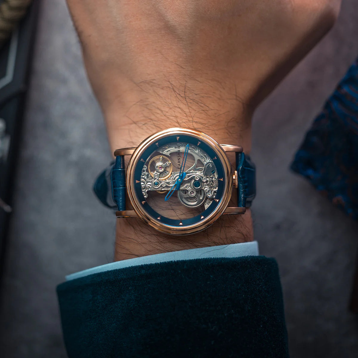 THOMAS EARNSHAW FOWLER BRIDGE AUTOMATIC Rose Gold / Blue Watch