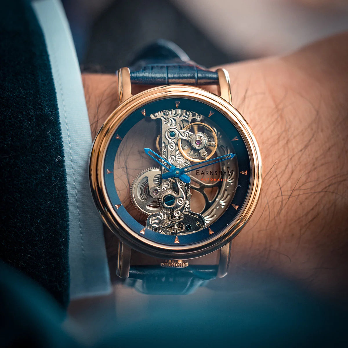 THOMAS EARNSHAW FOWLER BRIDGE AUTOMATIC Rose Gold / Blue Watch