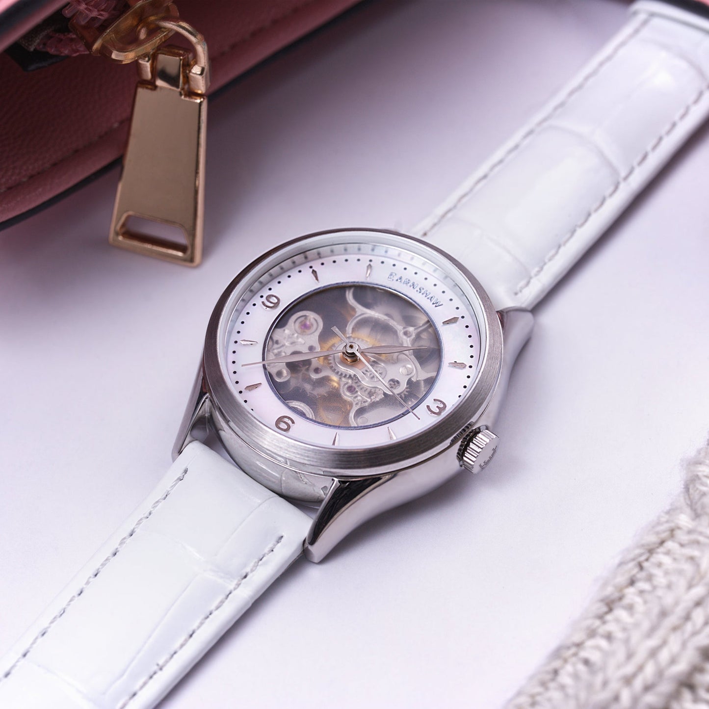 THOMAS EARNSHAW ISABELLA SKELETON AUTOMATIC Mother Of Pearl White Watch