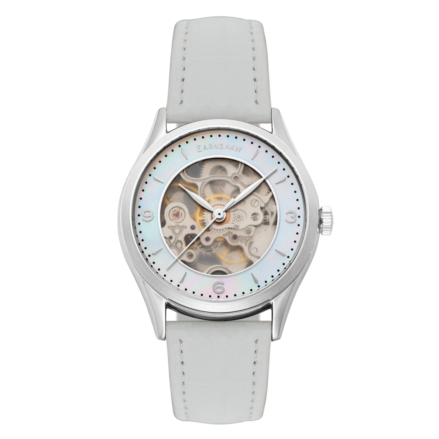 THOMAS EARNSHAW ISABELLA SKELETON AUTOMATIC Mother Of Pearl White Watch