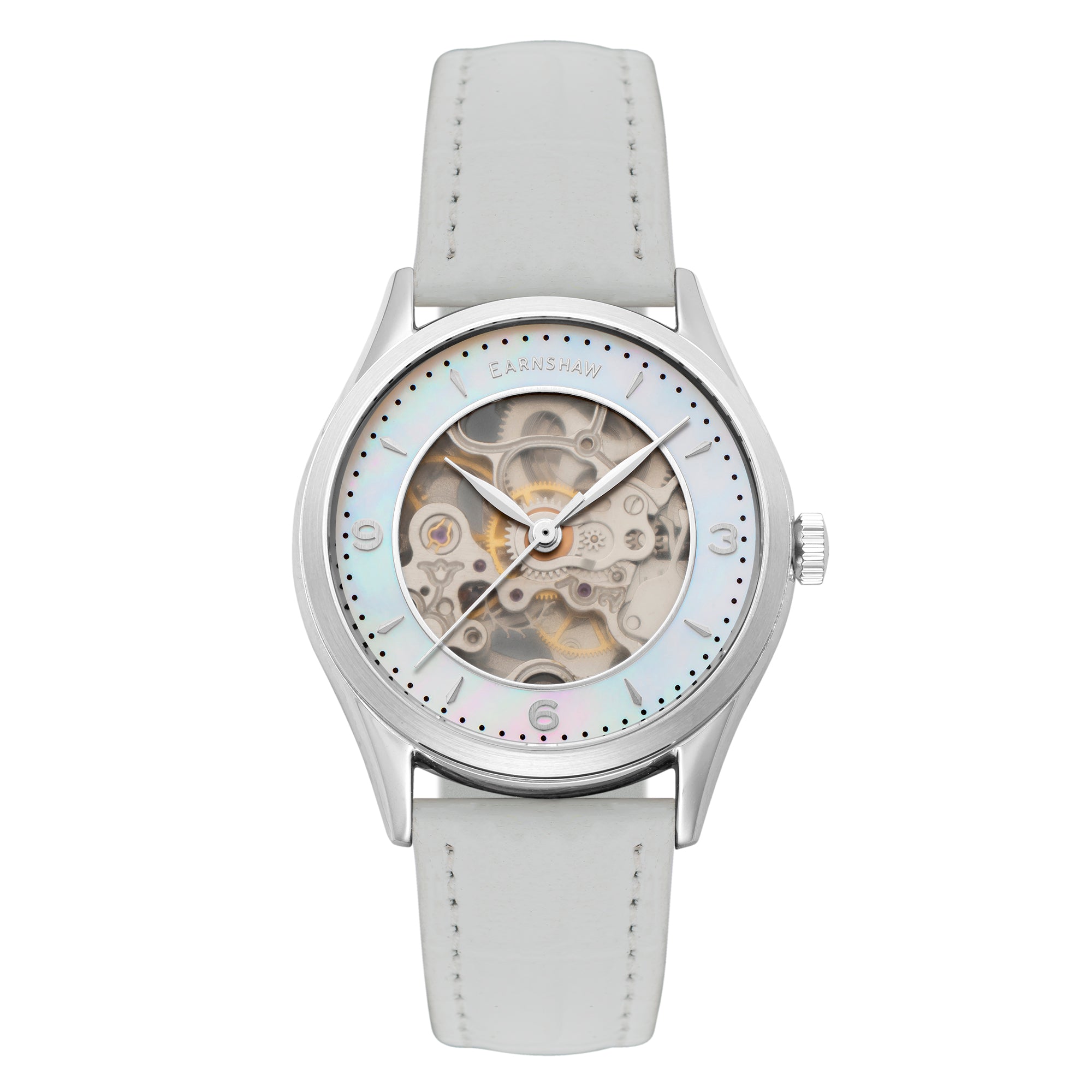 THOMAS EARNSHAW ISABELLA SKELETON AUTOMATIC Mother Of Pearl White Watch