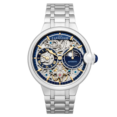 THOMAS EARNSHAW BARALLIER DUAL TIME SUN MOON OPEN HEART AUTOMATIC Regiment Blue