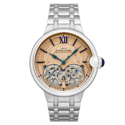 THOMAS EARNSHAW BARALLIER DUAL OPEN HEART AUTOMATIC Salmon Gold ES-8266-66