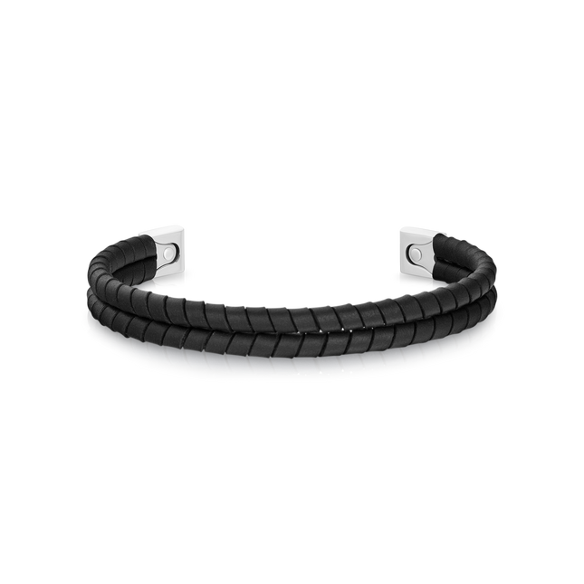THOMAS EARNSHAW LONGITUDE LEATHER BRACELET BANGLE ES-BNGLLGTD-01 Midnight Noir