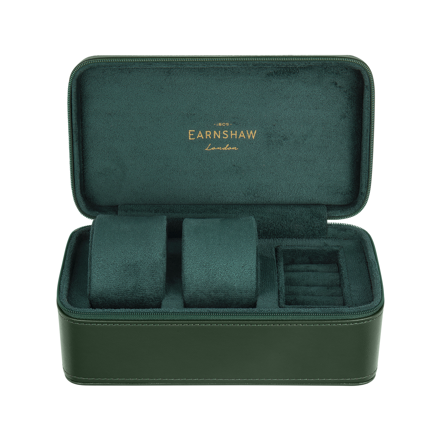 THOMAS EARNSHAW BEAUFORT 3 SLOT WATCH BOX CASE FOREST REGALIA