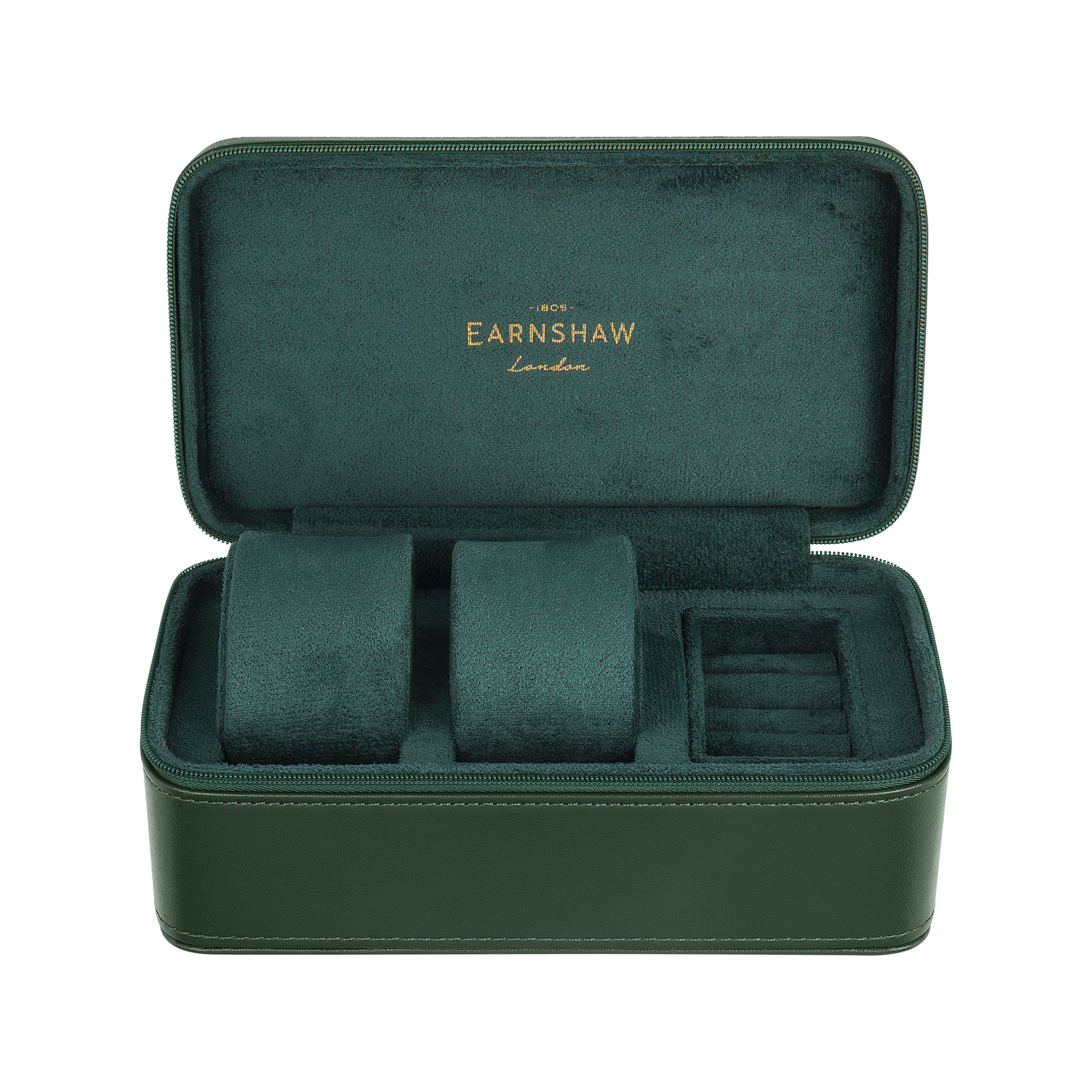 THOMAS EARNSHAW BEAUFORT 3 SLOT WATCH BOX CASE FOREST REGALIA