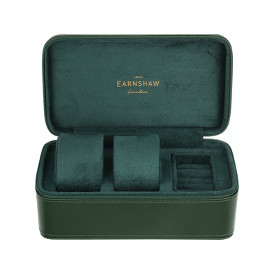 THOMAS EARNSHAW BEAUFORT 3 SLOT WATCH BOX CASE FOREST REGALIA