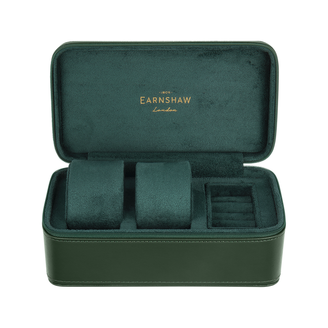 THOMAS EARNSHAW BEAUFORT 3 SLOT WATCH BOX CASE FOREST REGALIA