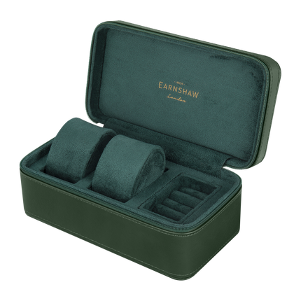 THOMAS EARNSHAW BEAUFORT 3 SLOT WATCH BOX CASE FOREST REGALIA
