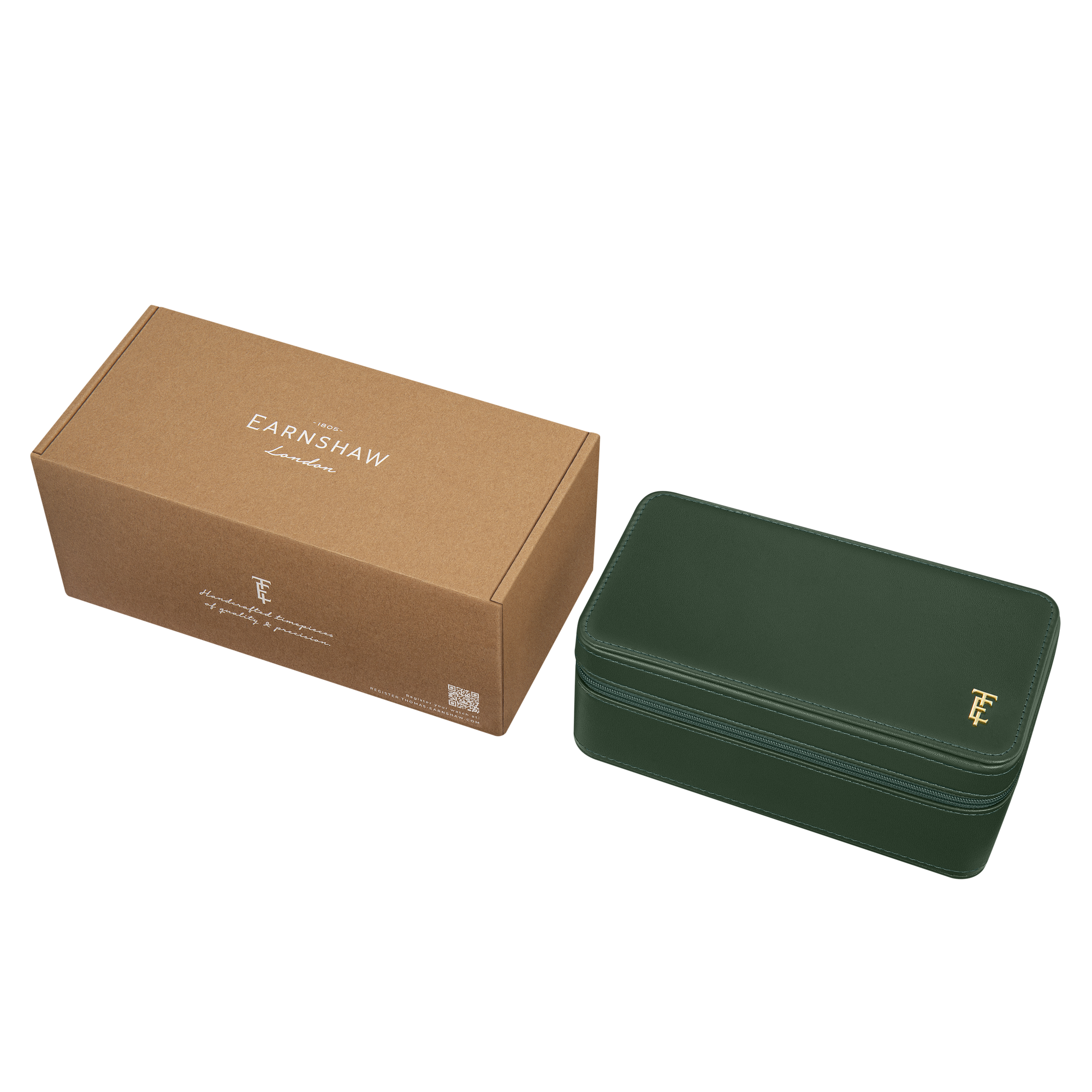 THOMAS EARNSHAW BEAUFORT 3 SLOT WATCH BOX CASE FOREST REGALIA