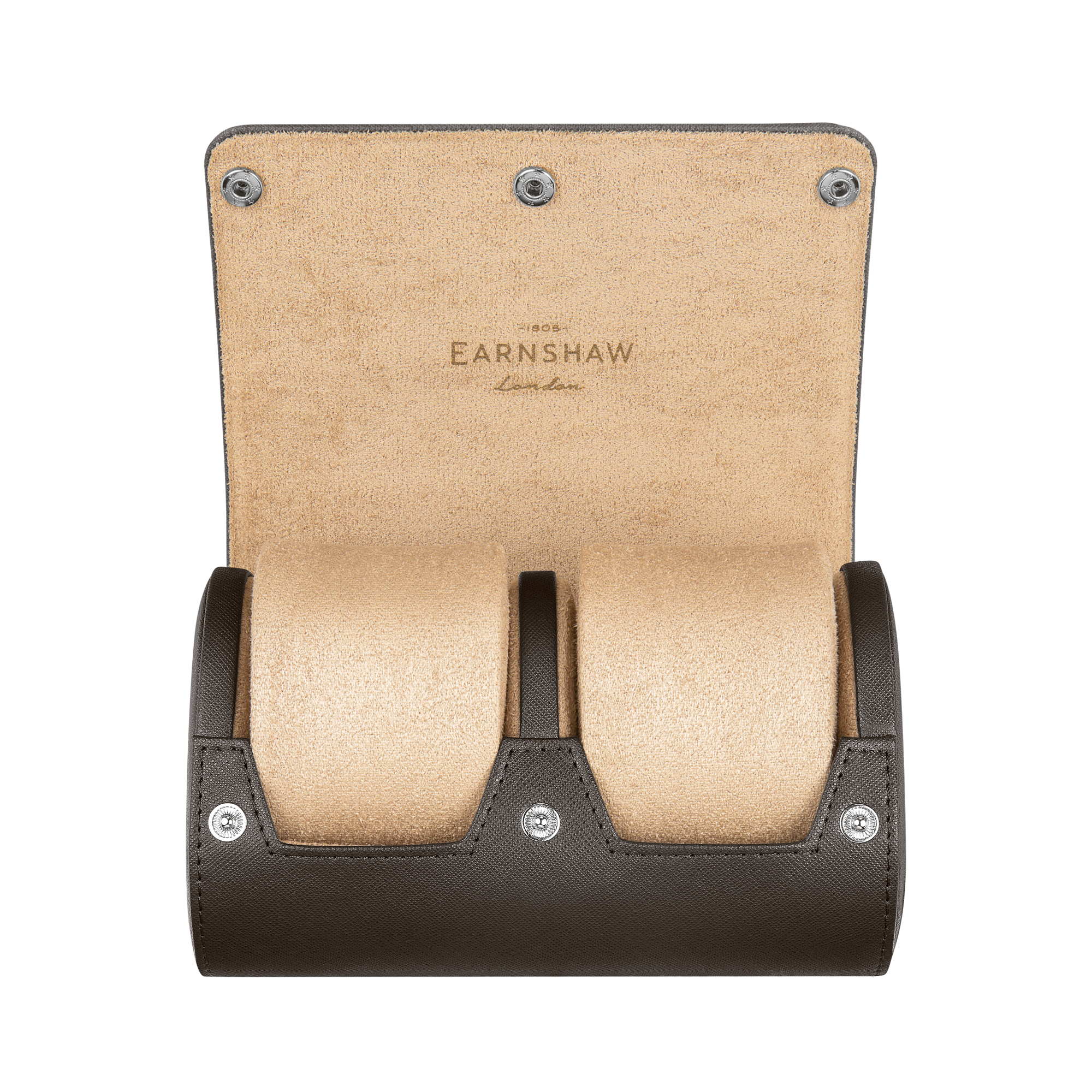 THOMAS EARNSHAW LONGITUDE 2 SLOT WATCH ROLL CASE WALNUT FINERY