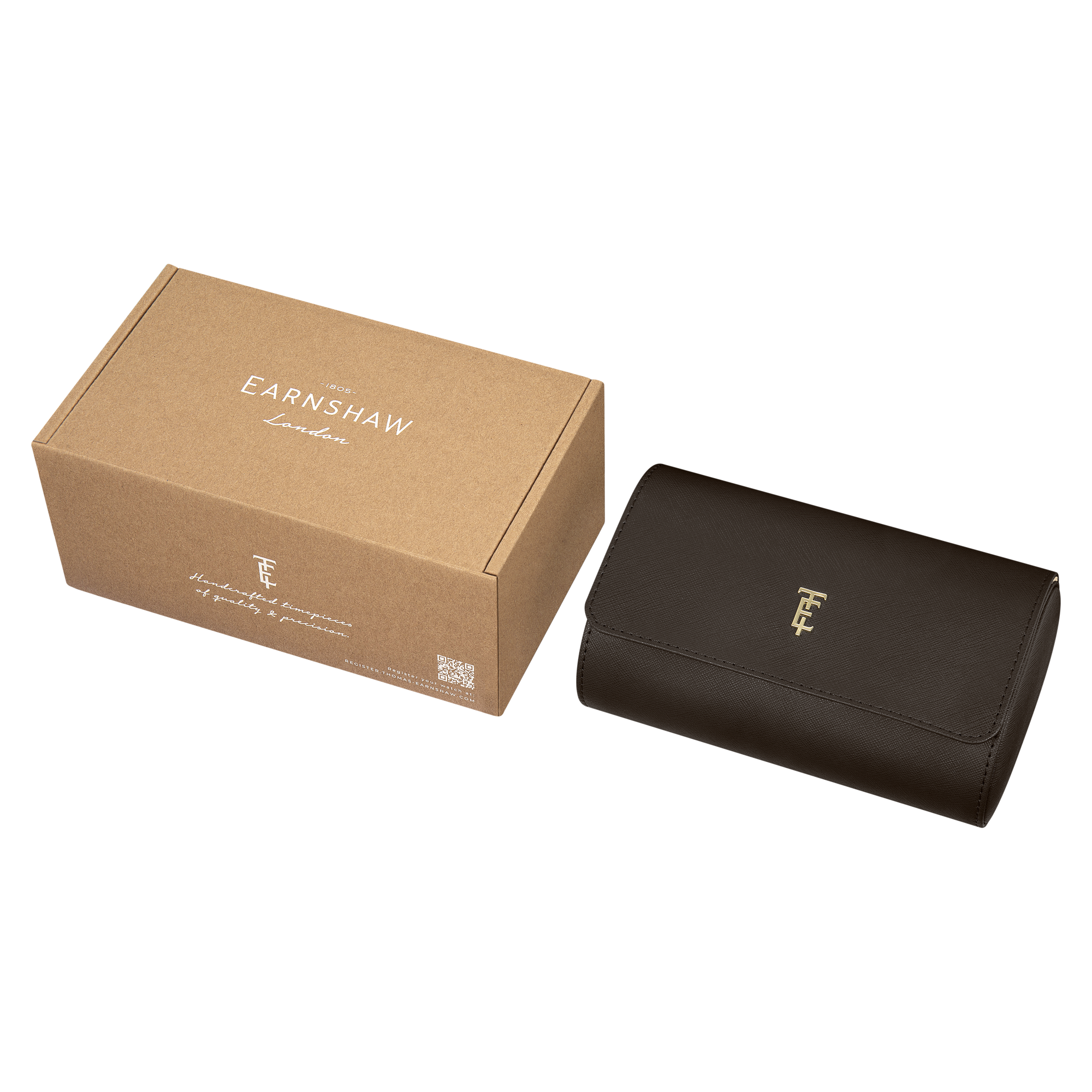 THOMAS EARNSHAW LONGITUDE 2 SLOT WATCH ROLL CASE WALNUT FINERY