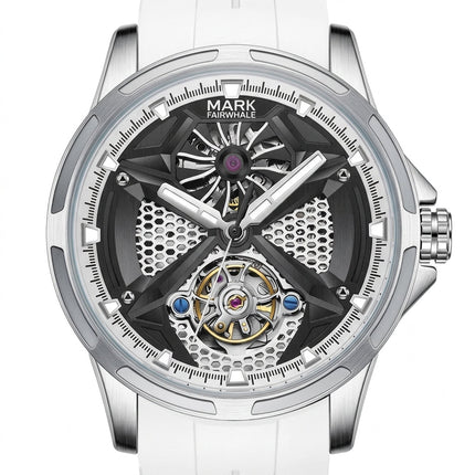 Mark Fairwhale FW-6008 POLARION - Men’s Skeleton Automatic Watch White Strap Edition