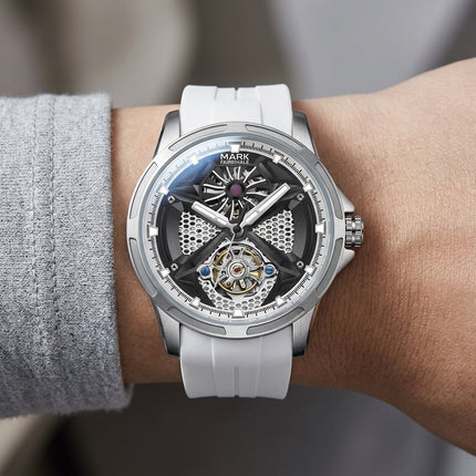 Mark Fairwhale FW-6008 POLARION - Men’s Skeleton Automatic Watch White Strap Edition
