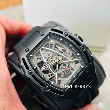 Mark Fairwhale TONNEXOR - Men’s Tonneau Skeleton Automatic Watch Black