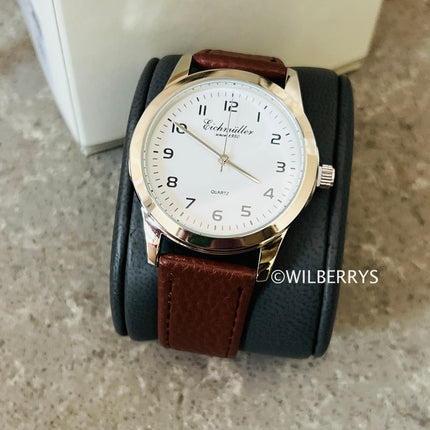 **EICHMULLER** since 1950 Germany Men's Classic 39mm Easy Read Watch Brown