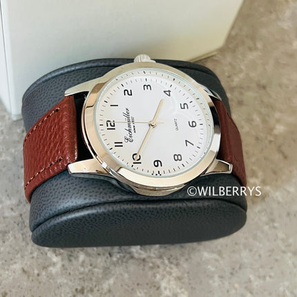 **EICHMULLER** since 1950 Germany Men's Classic 39mm Easy Read Watch Brown