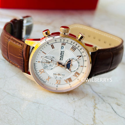 Mark Fairwhale MOON CHRONO Brown Leather Watch