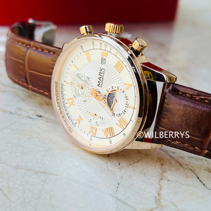 Mark Fairwhale MOON CHRONO Brown Leather Watch