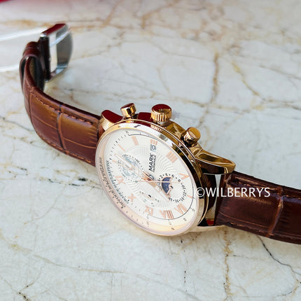 Mark Fairwhale MOON CHRONO Brown Leather Watch