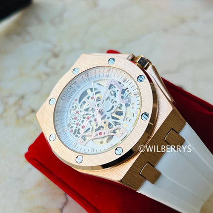 R1.00 Auction**ONOLA Men's Holland Mechanical Automatic Watch Rose White