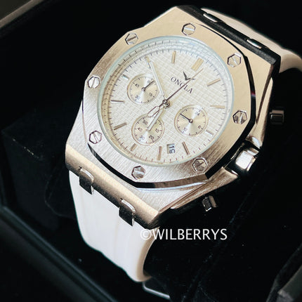 R1.00 Auction**ONOLA Men's Octagon Chronograph Watch Silver/White