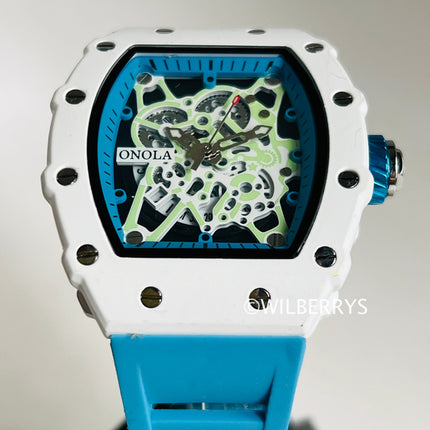 R1.00 Auction**ONOLA Men's Freak Show Watch Milk White/Baby Blue