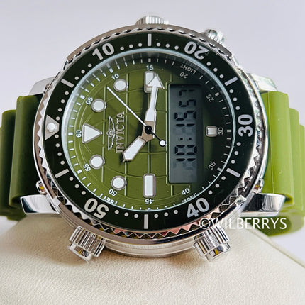 Invicta Men's Pro Diver 47mm Dual Time Watch Army Green