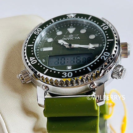 Invicta Men's Pro Diver 47mm Dual Time Watch Army Green