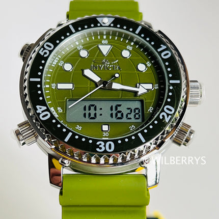 Invicta Men's Pro Diver 47mm Dual Time Watch Army Green